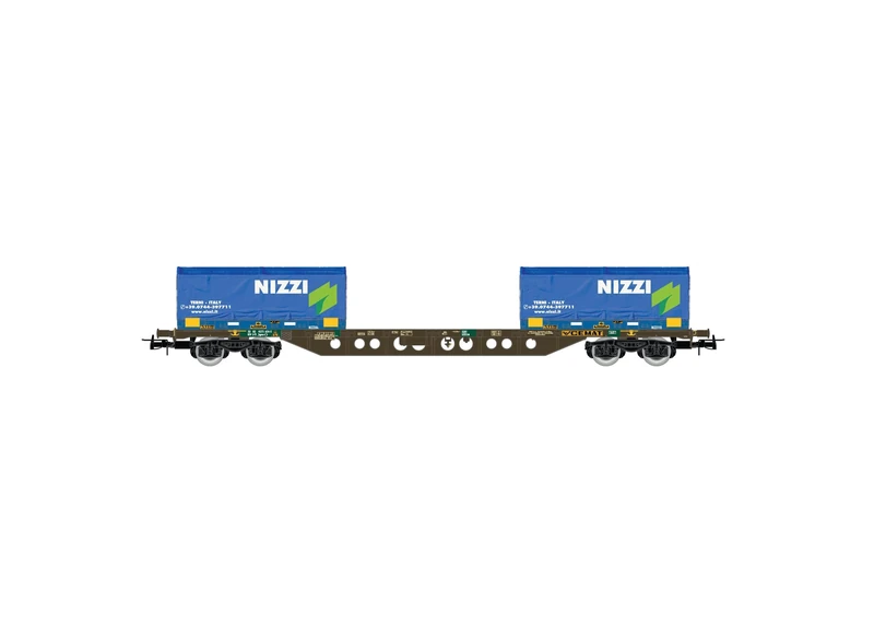 Rivarossi HR6615 FS, 4-axle container wagon Sgnss with 2 x 20' coil container NIZZI 1:87 Scale HO Gauge