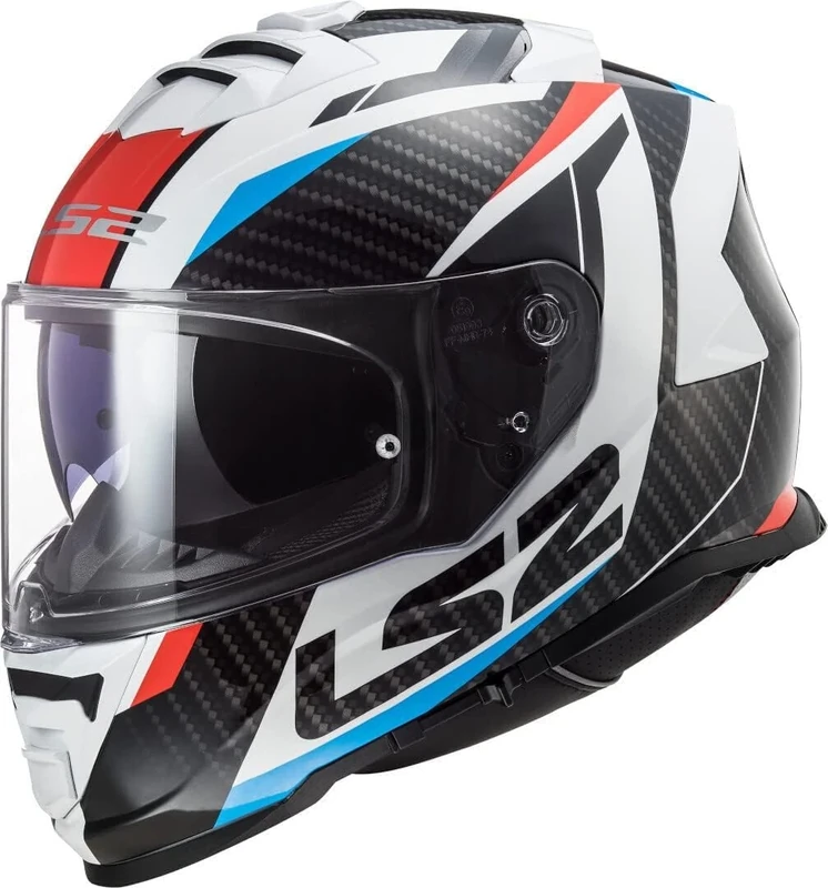 LS2 FF800 STORM II Dual Visor Full Face Motorcycle Helmet - RACER Gloss Blue Red (M) 57-58cm