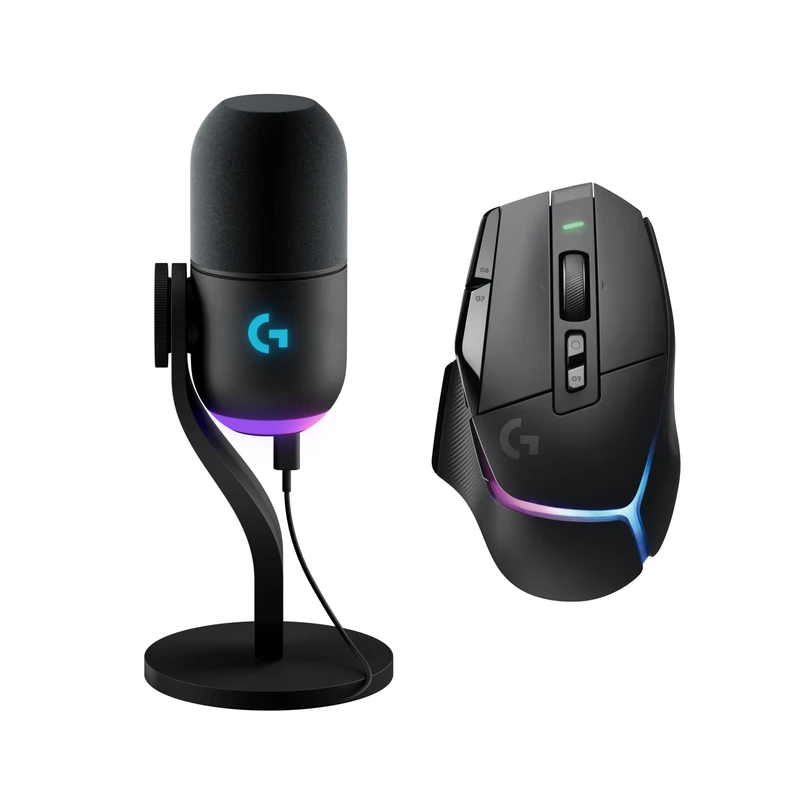 Logitech G502 X PLUS souris gaming sans fil et Yeti GX micro gaming RVB dynamique, souris gaming RVB avec HERO 25K et kit micro de streaming, éclairage et audio personnalisables pour PC/Mac