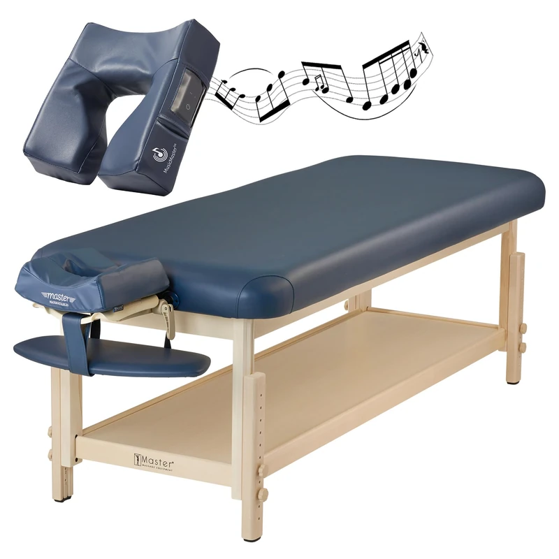 Master Massage 76cm Laguna Stationary Massage Couch W/Bluetooth Music Face Cushion Therapy Massage Table Massage Couch Spa Couch Beauty Bed, Royal Blue