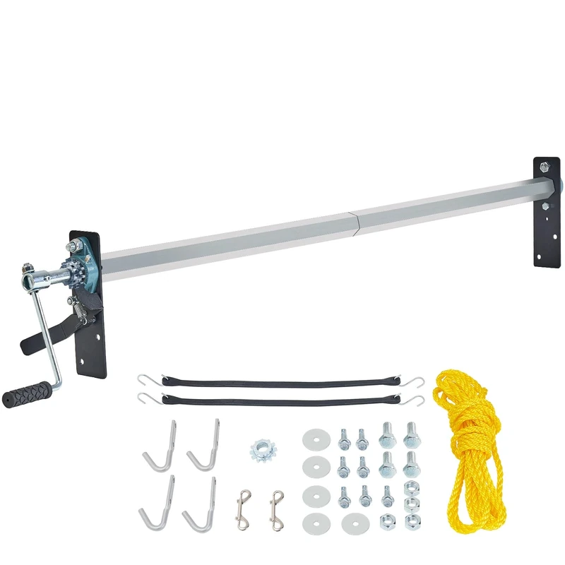 VEVOR Hand Crank Tarp Roller Kit, 64" to 104" Wide, Aluminum Alloy, Manual Cab Level Dump Truck Tarp Roller with 7" Sponge-Wrapped Handle, Perfect for Dump Trucks, Trailers, Trash Haulers (No Tarp) - Image 1