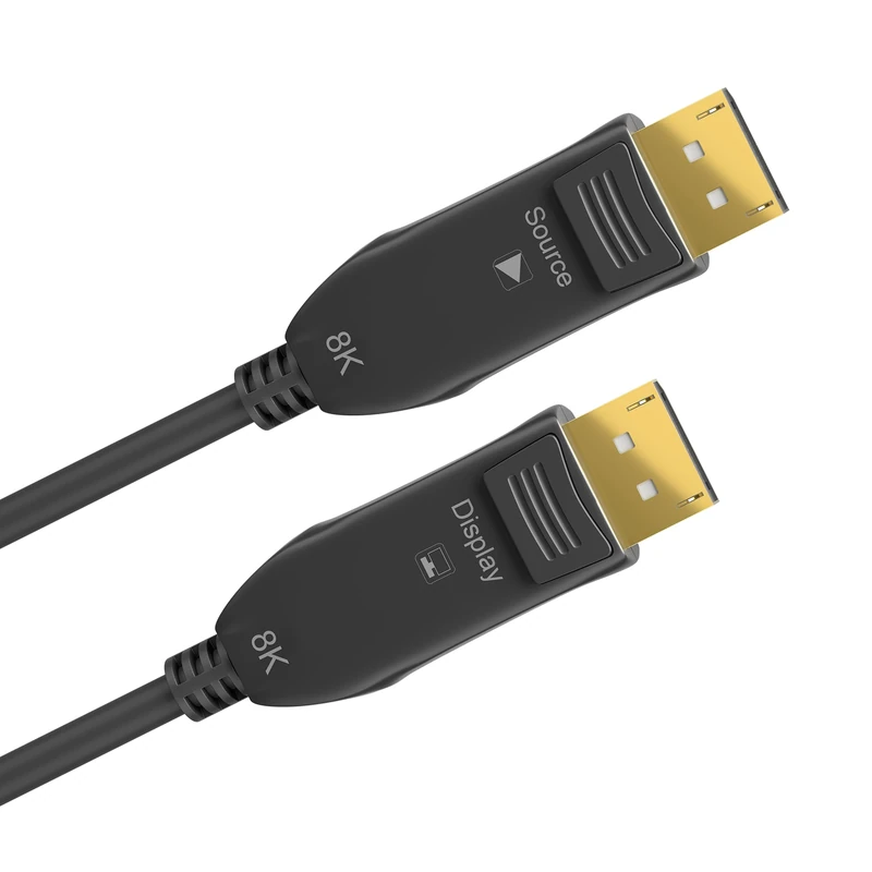 goobay 64867 Optical DisplayPort Hybrid Connection Cable 2.0 (AOC) / 8K Ultra HD 4320p (60 Hz) / Hybrid Fibre Optic Copper Conductor/Gold-Plated Contact Surfaces/DisplayPort to DisplayPort / 20 m