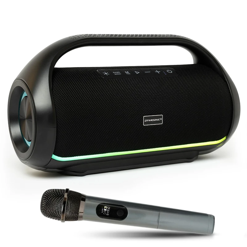 DYNASONIC S90 - Portable Bluetooth Speaker IPX7 Waterproof. Wireless Outdoor Speaker. Wireless Stereo. Powerful sound player with built-in LED lights. Micro-SD, USB.