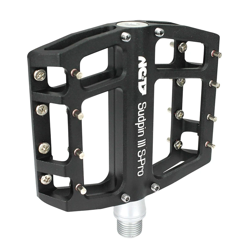 NC-17 Sudpin III S-Pro Aluminium Platform Pedals | Bicycle Pedals MTB and BMX | Dirt and Freeride Style Optimised | Bicycle Pedals E-Bike, City Bike 9/16 Inch | Height Reduced to 15 mm Including