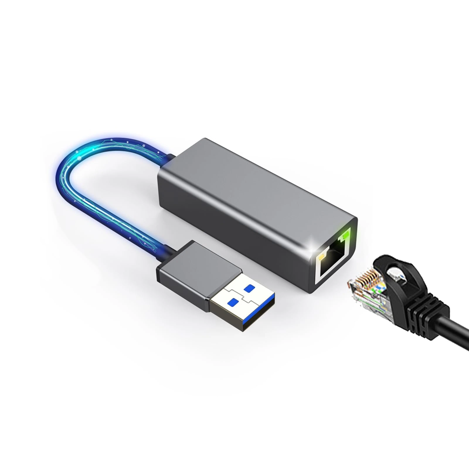 RyuuOto 1000 Mbps USB to Ethernet Adapter, Plug and Play USB 3.0 Ethernet Adapter Aluminum, Driver Free USB Adapter RJ45, USB Adapter Compatible With PC, Mac, Windows, Mac, Linux, Chrome