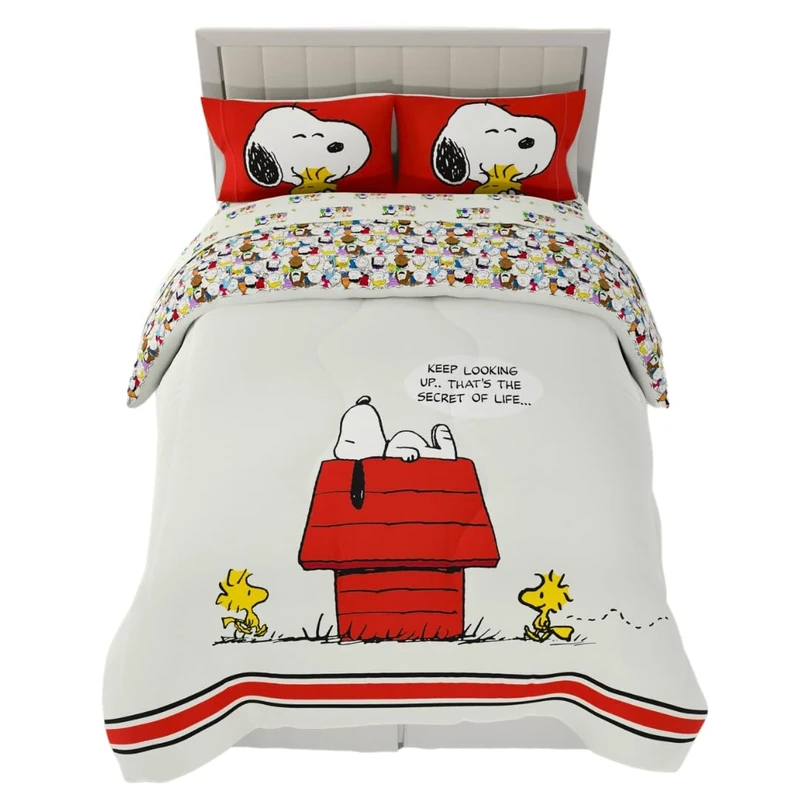 Franco Peanuts Classic Pals Super Soft Comforter and Sheet Set, 5 Piece Full Size, (Official Licensed Product) Collectibles