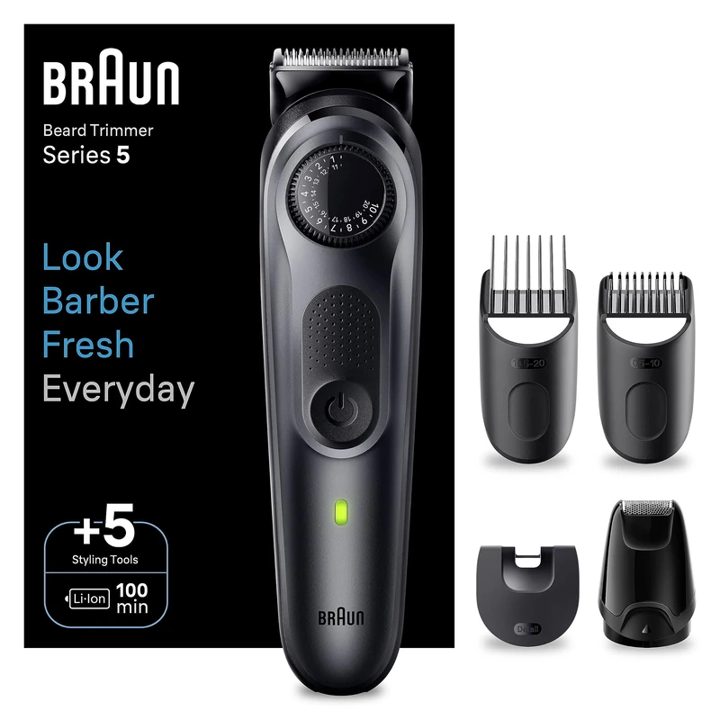 Braun Series 5 BT5420 Men's Electric Beard Trimmer with Ultra-Sharp Blade, 40 Length Settings, Charged 100 Minutes Wireless Operating Time, Waterproof