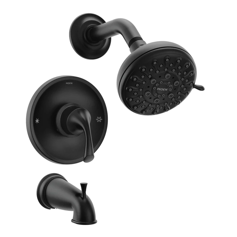 Moen Idora Matte Black Posi-Temp Tub and Shower with Valve Included, 82115BL