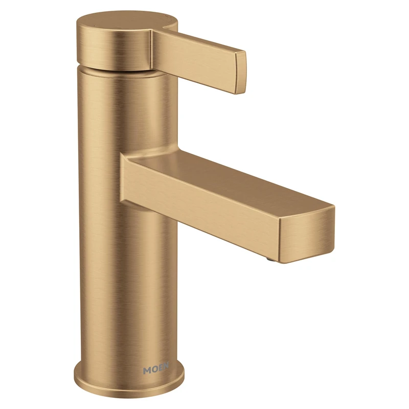 Moen Beric Bronzed Gold Modern One-Handle Single Hole Bathroom Faucet with Drain Assembly and Optional Deckplate for Your Bath Sink, 84774BZG