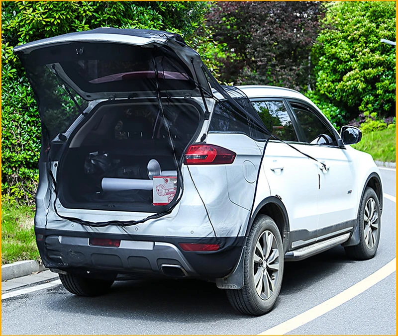 Car Tailgate Door Magnetic Screen Mesh for SUV Trunk, Car Camping Net Screens for Car Tent, Closed with Double-Ended Zipper, Protection B-u-g-s and UV, Car Mosquito Net, Breathable Mesh Car Covers