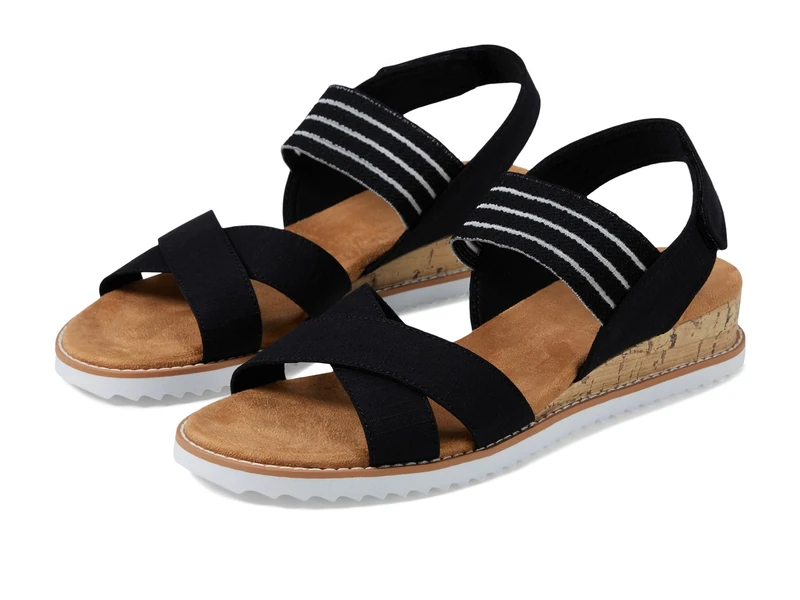 Skechers Bob's Womens Desert KISS Shore Enough, Black Textile, 3 UK