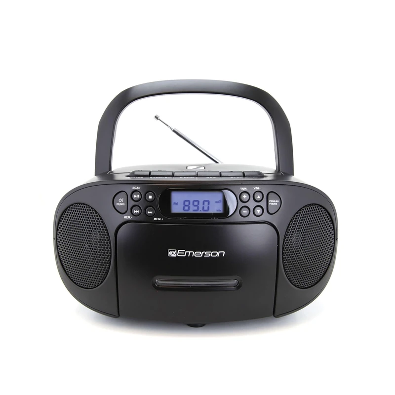 Emerson - Portable CD Player with Cassette Player, Tape Recorder, Am/FM Radio, AUX, Headphone Jack, Dual Speakers, AC/DC and Battery Operated, Stereo System for - Image 1