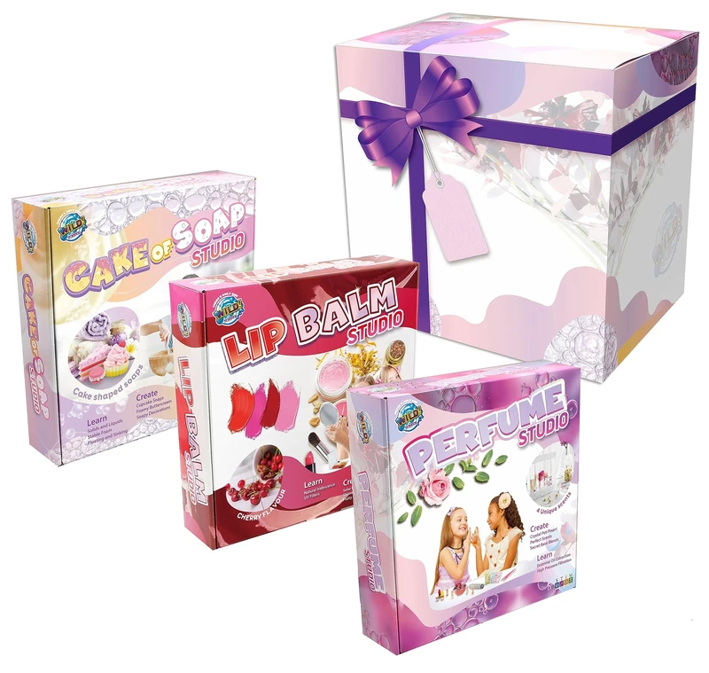 WILD! Science DIY Cosmetic Gifts Bundle for Girls Value 3-Pack - Great Girls Christmas Presents - Perfume, Lip Balm & Soap Making Kits - Ideal Gifts for Girls - Creative & Fun
