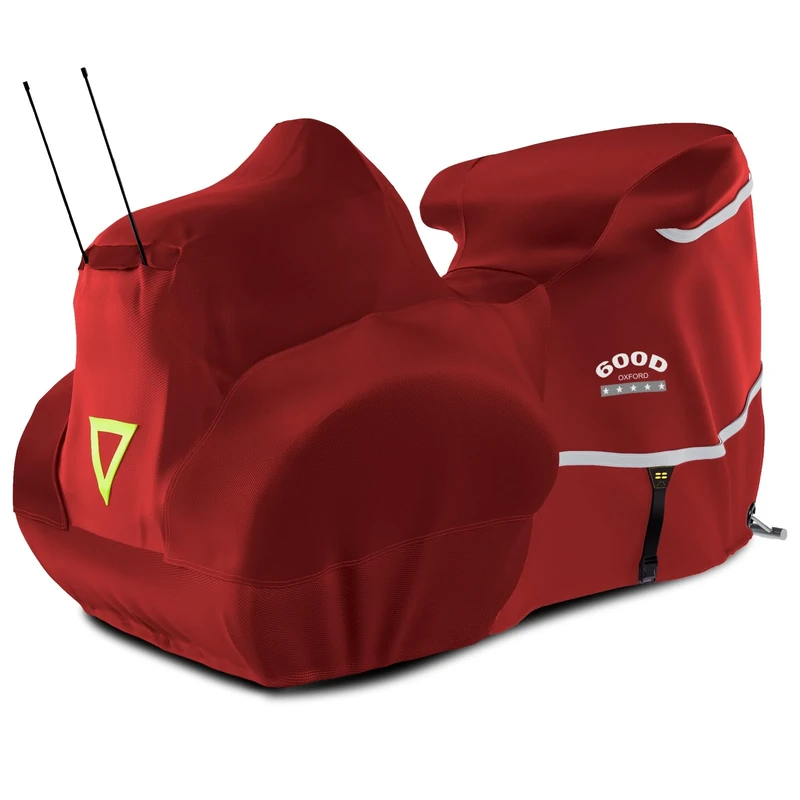 Rosefray Motorcycle Cover with Side+Top Box Heavy Duty 600D Waterproof for Touring Models Harley Davidson Ultra Limited,Road Glide Limited, Gold Wing,Road Master,Indoor & Outdoor Storage Red