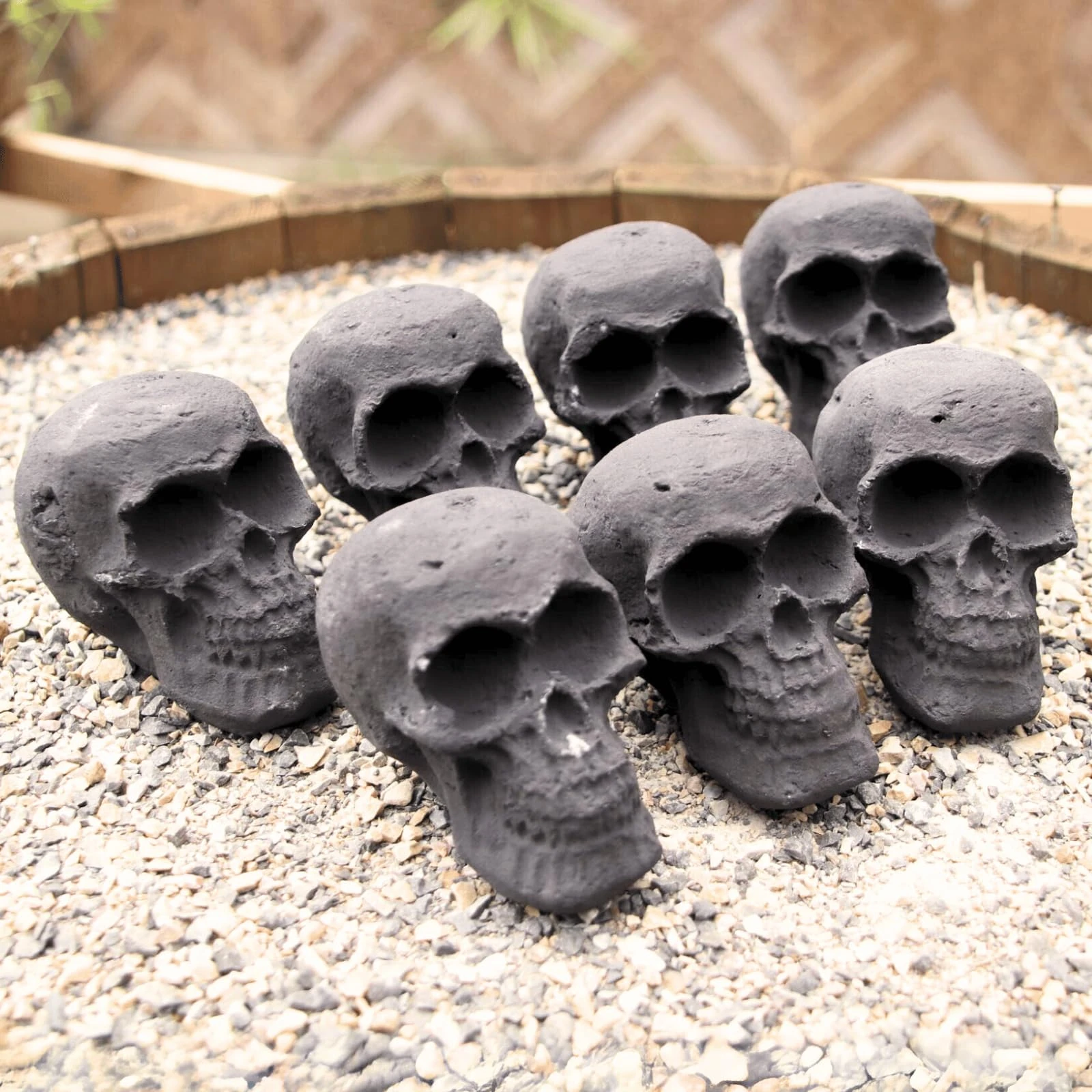 heyfurni Fireproof Mini Skull Log,New Human Skull Logs Set for Bonfire Campfire Fireplaces Indoor and Outdoor,Halloween Decoration,7pcs