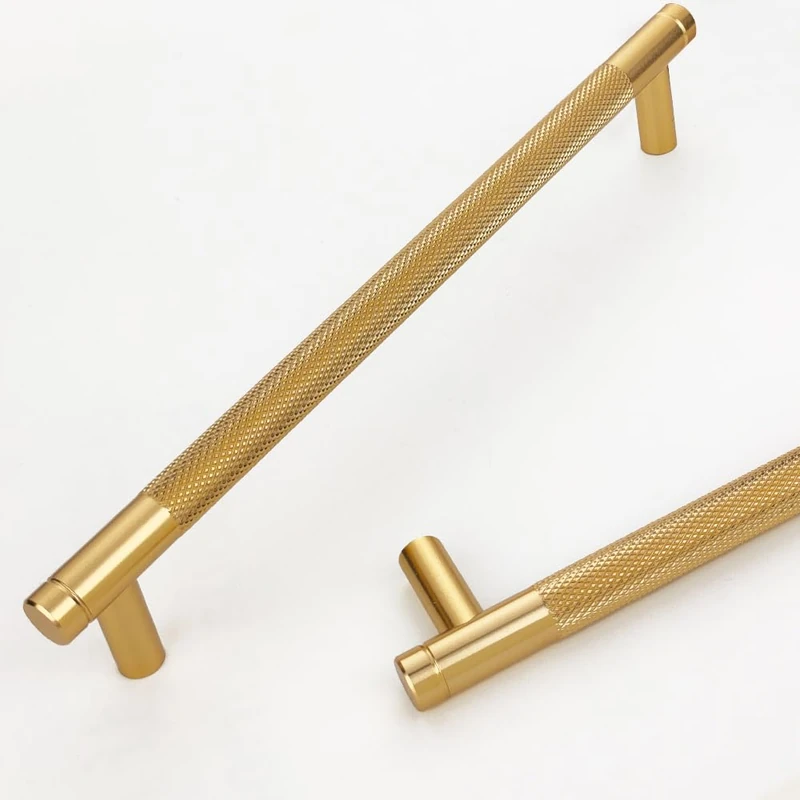 Gutuwellea 30 Pack 7 1/2 Inch 192 mm Gold Cabinet Handles Cabinet Pulls Aluminum Handles Knurled Drawer Pulls Oxidation Finish with Diamond Pattern 8.6" Length (7.5" Hole Center)