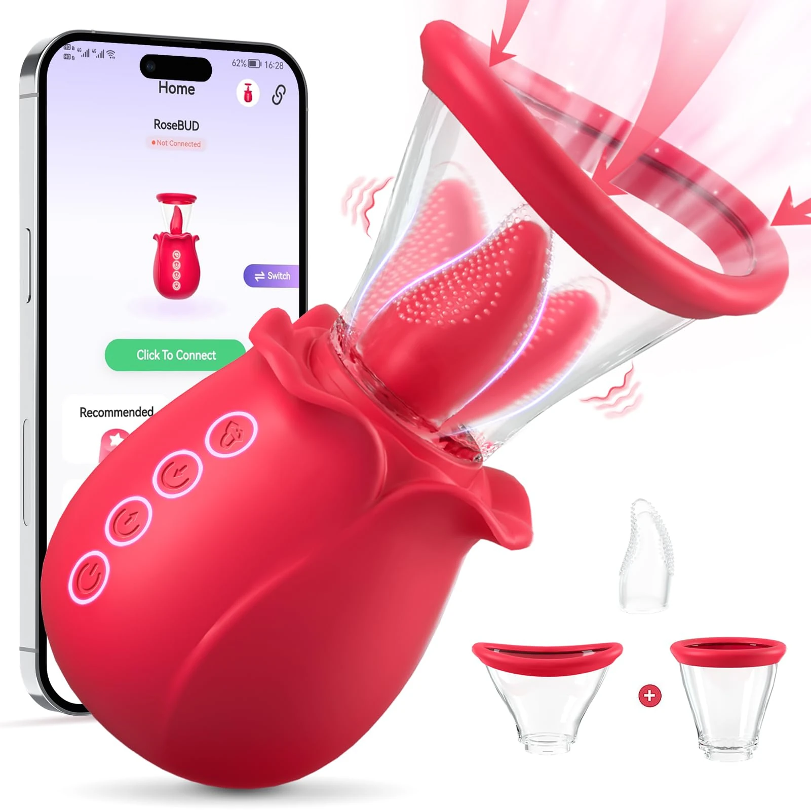 Aoonice Sucking Vibrator Sex Toys for Women, 3 Sucking 7 Tongue Licking APP Control Vibrator with 2 Suction Cups, Adult Toy for Nipple Clitoral Stimulator Clit Pussy Pump, Female Sex Toys Vibrater
