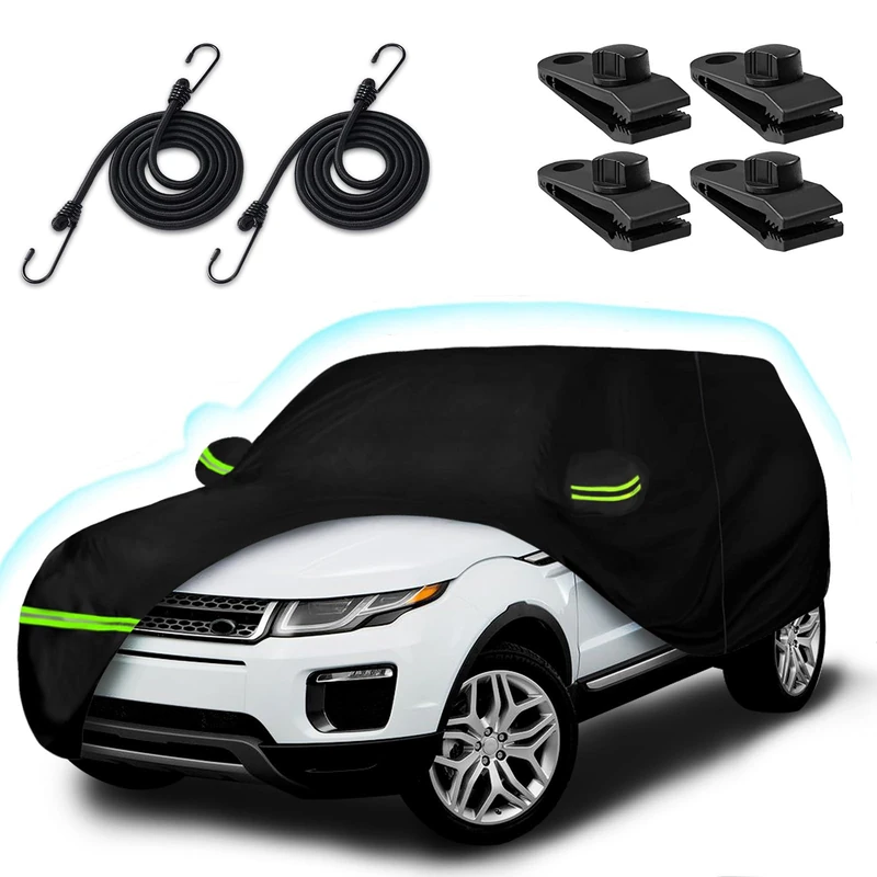 6 Layer Car Cover for Land Rover Range Rover Evoque 2011-2023, 210T Waterproof Sun Rain UV Dust Snow Protection Outdoor Evoque Full Car Cover with Windproof Gust Strap and Zipper Door-Black - Image 1