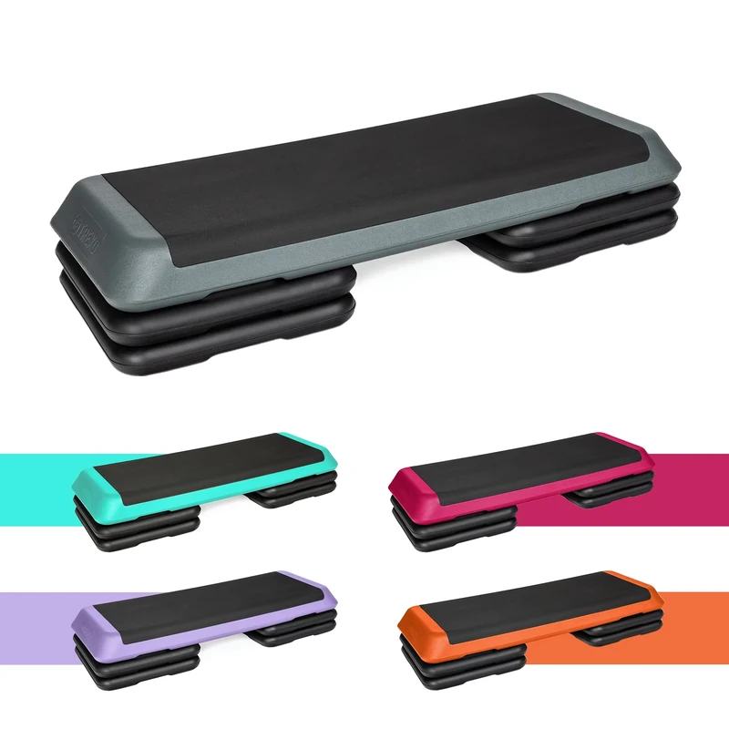 TREXO Stepper for Home - Aerobic Step with 3-Level Height Adjustment, Fitness & Sports - Training Device for Beginners and Advanced, Maximum Load 250 kg, Black/Grey