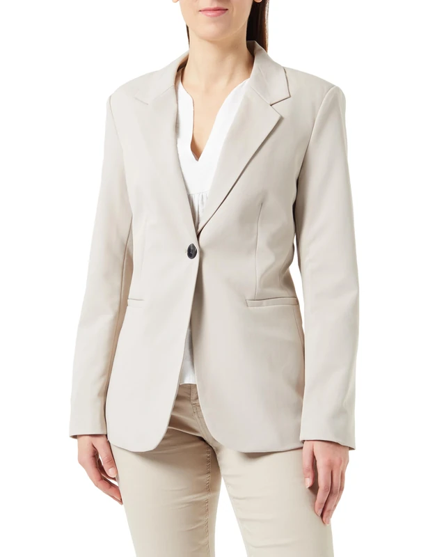 KAFFE Women's Blazer Single Breasted Notch Lapel Regular Fit Jetted Pockets, Feather Gray, 12
