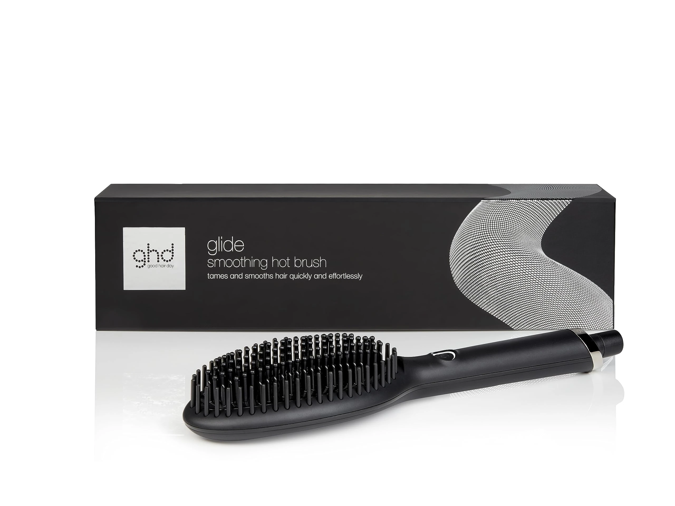 ghd Glide Smoothing Hot Brush in Black - for Smooth, Glossy & Frizz-Free Results - for All Hair Types (UK Plug)