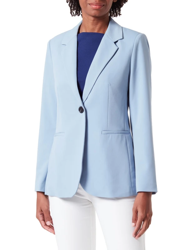 Kaffe Women's Blazer Single Breasted Notch Lapel Regular Fit Jetted Pockets, Faded Denim, 12