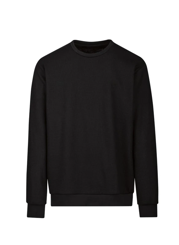 Trigema Waffle Sweatshirt, black, S