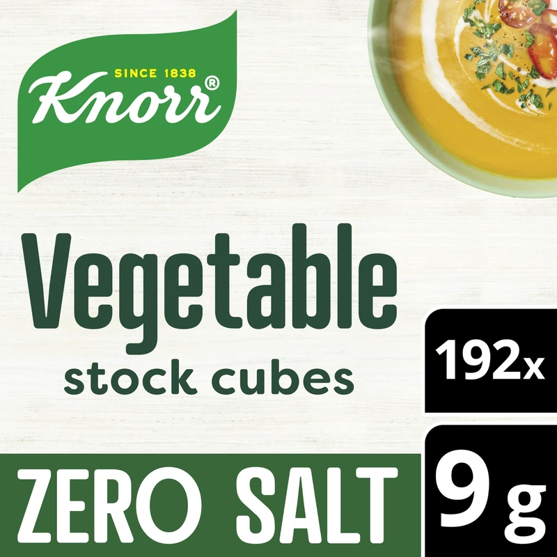 Knorr Vegetable Stock Cubes lactose- and gluten-free for delicious, zero-salt vegetable-based and vegetarian meals 192x 9g