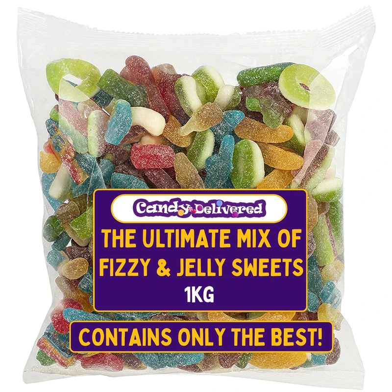 The Ultimate Pick & Mix Sweets 1kg Bag - Includes 20+ Fizzy, Sour & Jelly Sweets - Retro Candy Assortment - Perfect for Christmas, Easter, Halloween, Birthdays and More