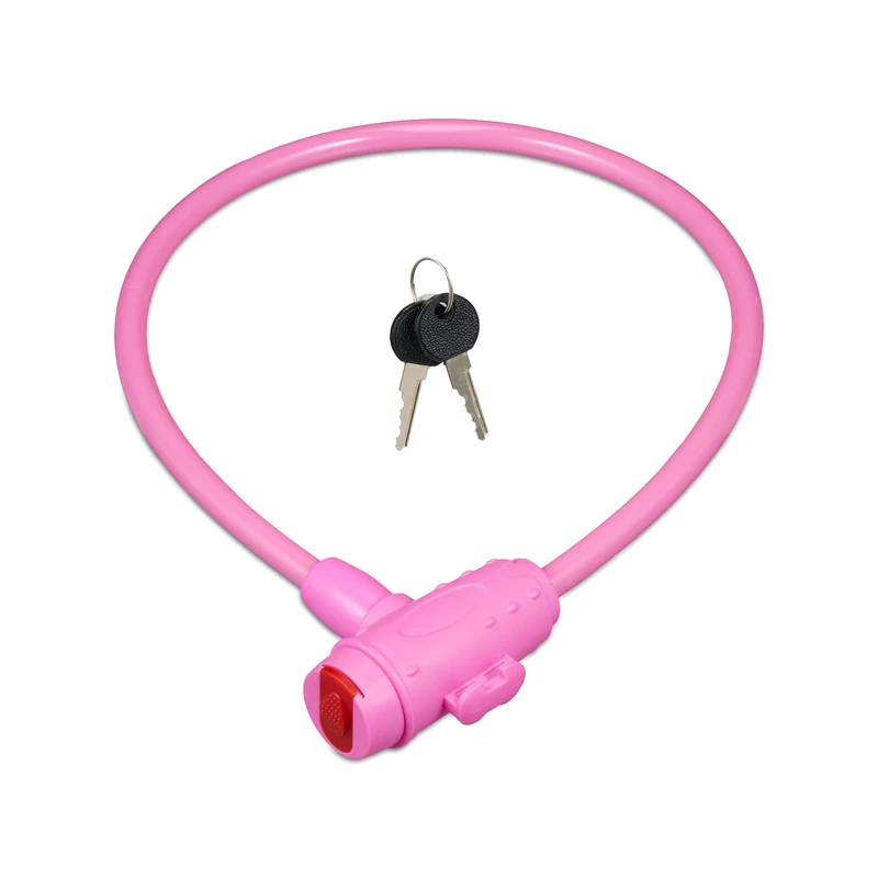 Relaxdays Children's Bike Lock, 4-Digit Combination, 70 cm Length, Secure, Theft Prevention, Protection, Scooter, Pink, 70 x 1 cm