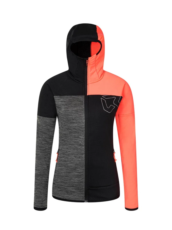 Rock Experience REWC02301-W977 KOBRA HOODIE FZ WOMAN FLEECE Sweatshirt Women's 0208 CAVIAR+2151 FIERY CORAL+O014 GREY MELANGE S