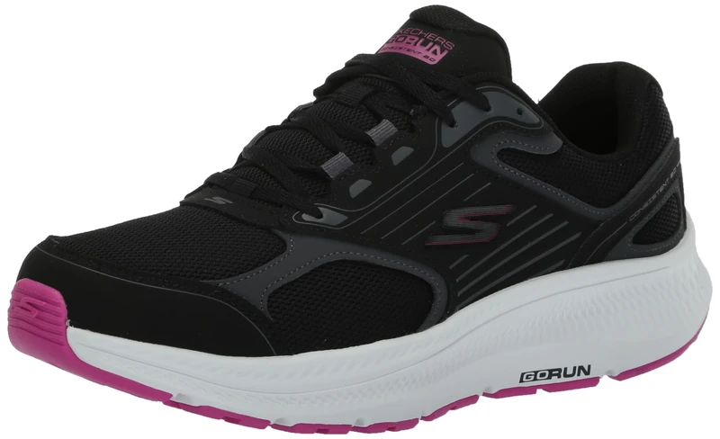 Skechers Women's Go Run Consistent 2.0 Advantage Sneaker, Black/Fuchsia, 3.5 UK Wide
