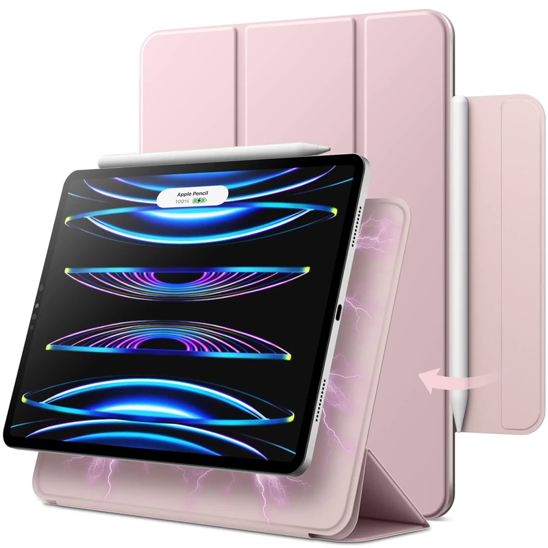 JETech Magnetic Case for iPad Pro 11 Inch (2022/2021/2020/2018 Model), and iPad Air 5/4 (10.9-inch 2022/2020), Support Pencil 2nd Gen Charging, Magnetic Attachment (Pink)