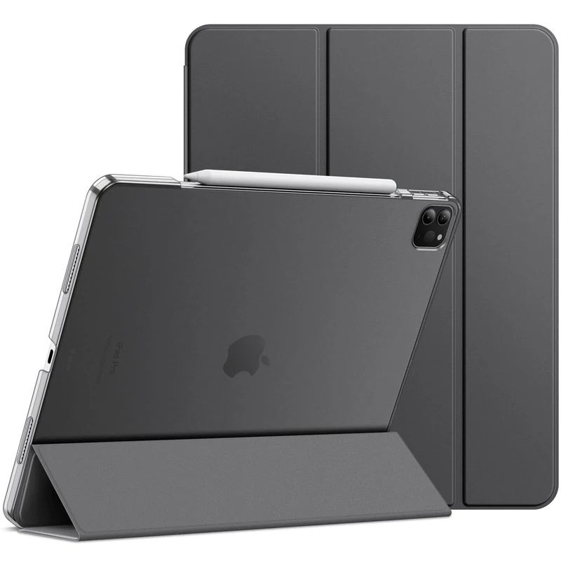 JETech Case for iPad Pro 12.9-Inch (6th/5th Generation, 2022/2021 Model), Slim Stand Hard Back Shell Smart Cover with Auto Wake/Sleep (Space Gray)