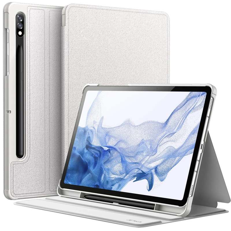 JETech Case for Samsung Galaxy Tab S8 2022/S7 2020 11-Inch with S Pen Holder, Slim Folio Stand Protective Tablet Cover, Multi-Angle Viewing (Silver)