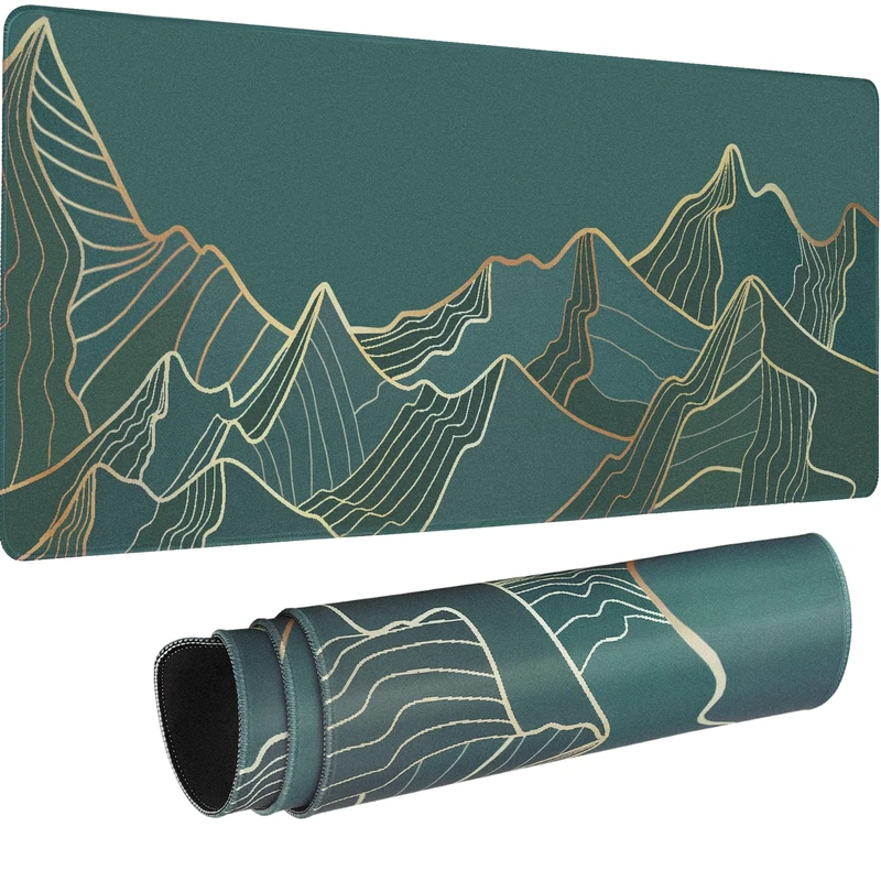HAUTOCO Abstract Mountain Large Gaming Mouse Pad, 800 x 300 x 3MM Extended Big Mouse Pad with Non-Slip Base and Stitched Edge, Minimalist Computer Keyboard Desk Mat Desk Pad for Gaming Home Office