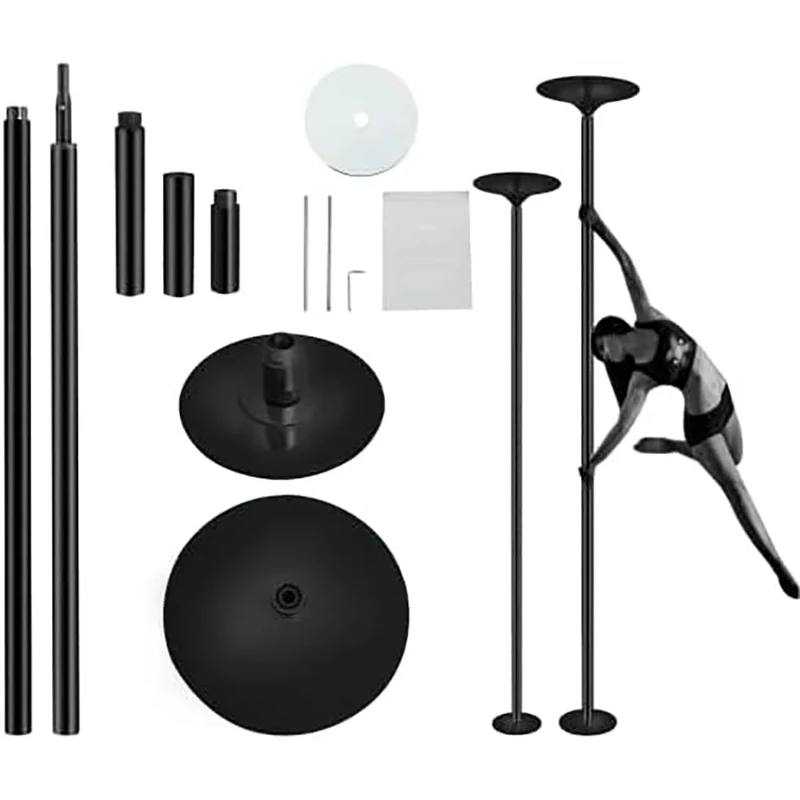BOBVB Silicone Dance Pole, Removable Stripper Pole, Black Adjustable Height Stripper Pole, 360 Spin and Static Stripper Pole, Max Load 330 LB/150kg, for Home Fitness, Exercise, Bar, Gym, Party