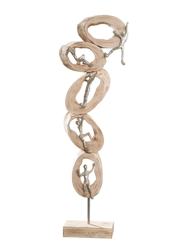 GILDE Decorative Figure Sculpture Climb - Decorative Figure Made of Wood Aluminium Decoration Living Room Gift Christmas for Women - Height 77 cm - Image 1