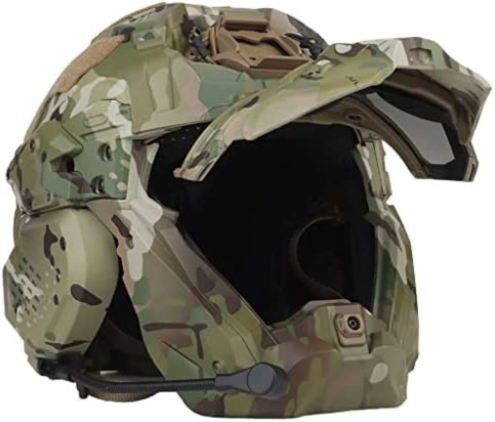 Volu Multicam Airsoft Paintball Tactical Helmet With Full Face Protective Mask Built-In HD Headset And Anti-Fog Fan Adjustable Outdoor Military Gear,Cp,Hilarious123