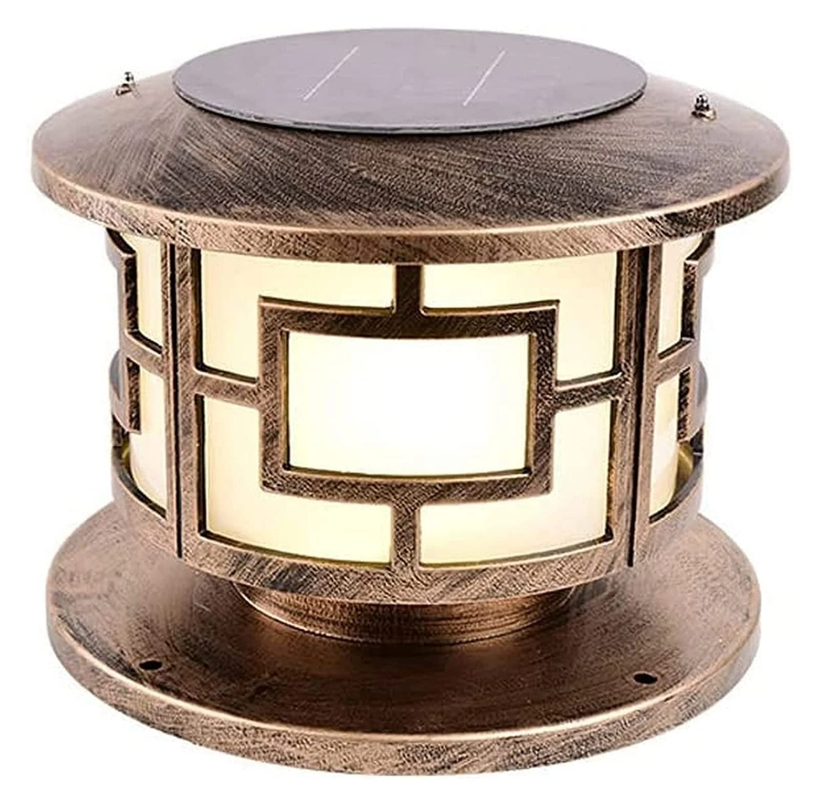 Courtyard Light Outdoor Post Light E27 Solar Waterproof Outdoor Brass Post Lights Retro Industrial Metal Aluminum Glass Pillar Lamps Garden Door Street Home Villa Column Lights Garden Decor Lamp (Col