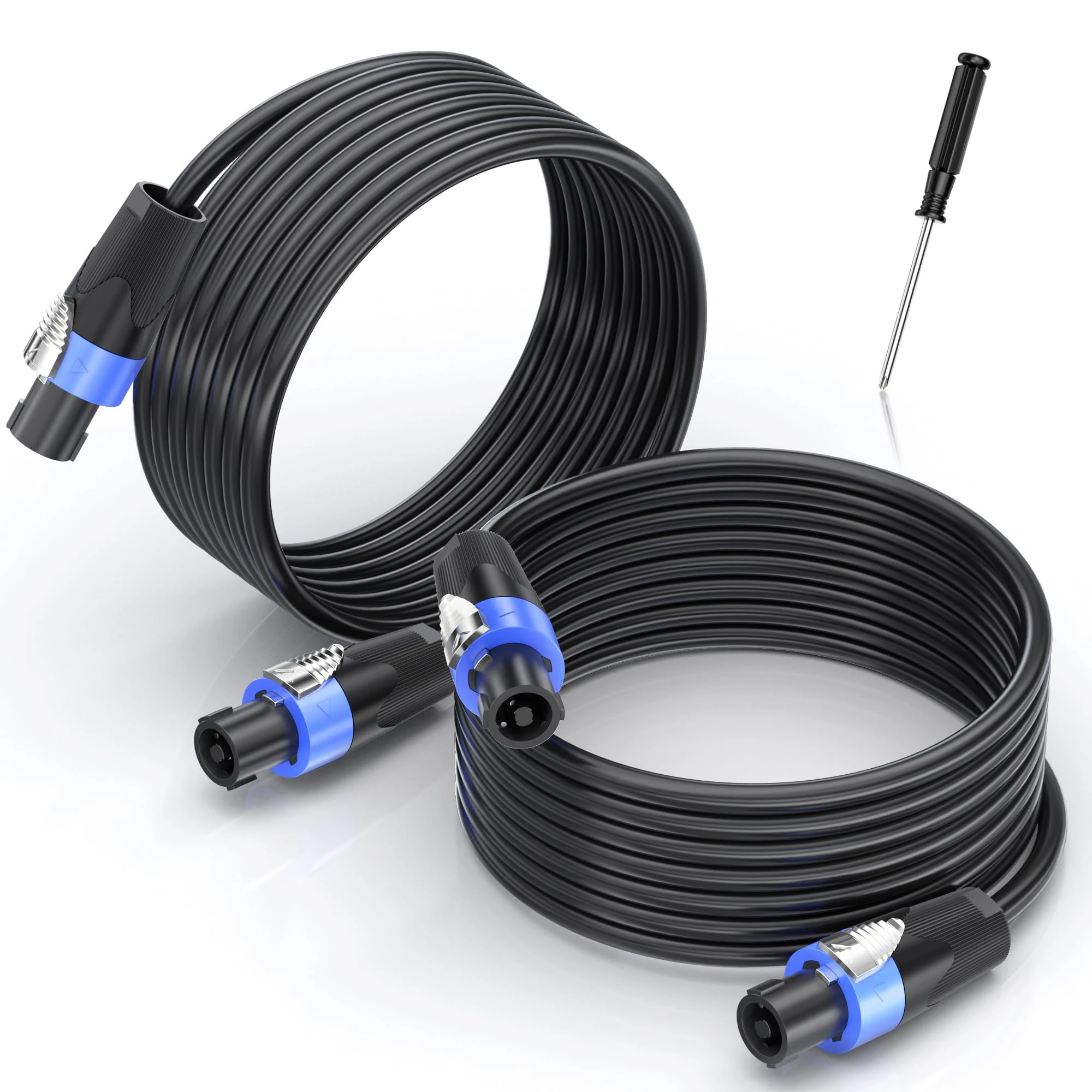 Jumwa 2pack 1M Speakon Cables with Twist Lock for Audio Amplifier 15AWG Speaker Cables for DJ/PA Heavy Duty Audio