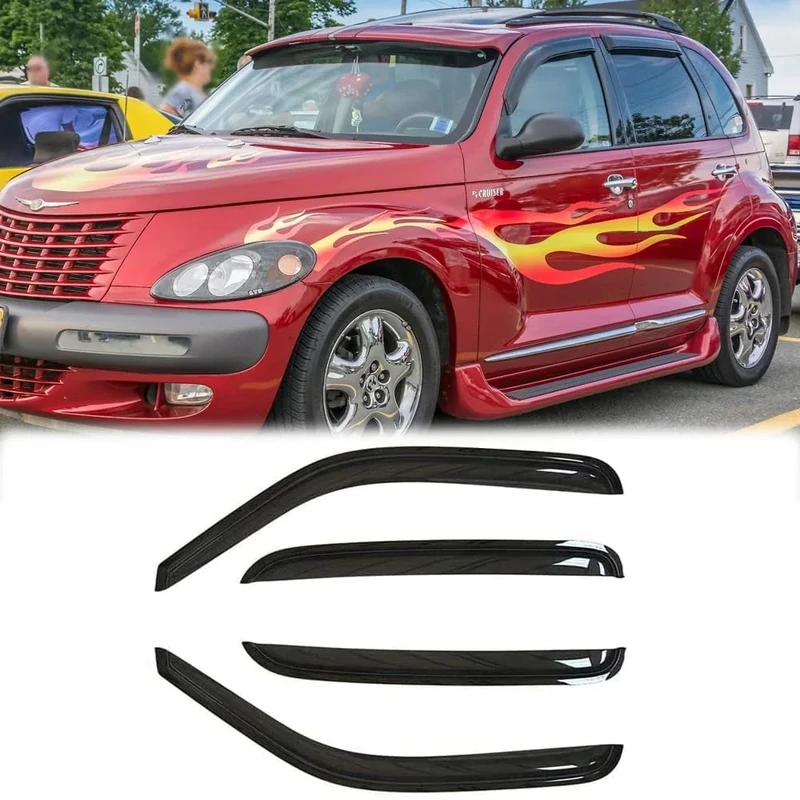 VICOJETOR 94511 Sunproof Waterproof Side Window Wind Deflector, 4pcs Replacements Rain Guards Set, Window Visor fit for 2001-2010 Chrysler PT Cruiser(Not for 2 Doors)
