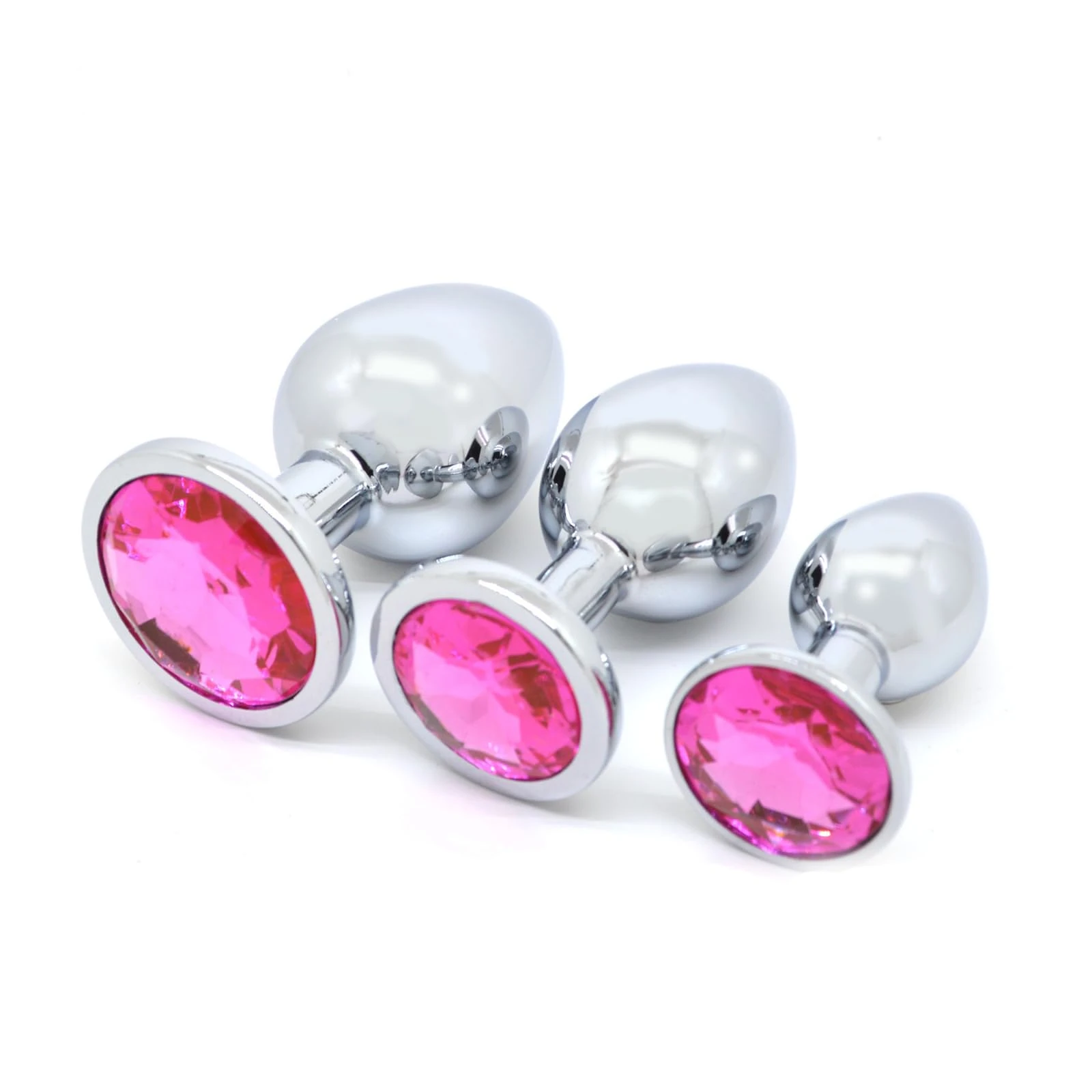 3 PCS Butt Plug, Stainless Steel Anal Plug in 3 Sizes, Anal Sex Toys for Men Women, Non-Slip Butt Plug Set Washable Rustproof for Gay Couples (7cm 8.2cm 9cm) (Pink)