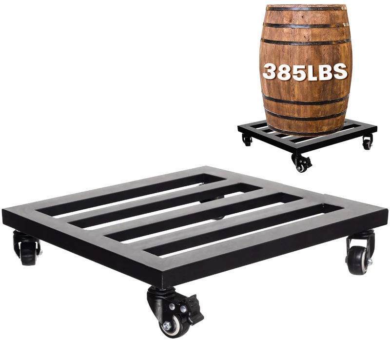 IDZO Upgraded 14Inch Wheels Heavy Duty Capacity 385 Lbs Square Metal Plant Caddy, 14 Inches, Black