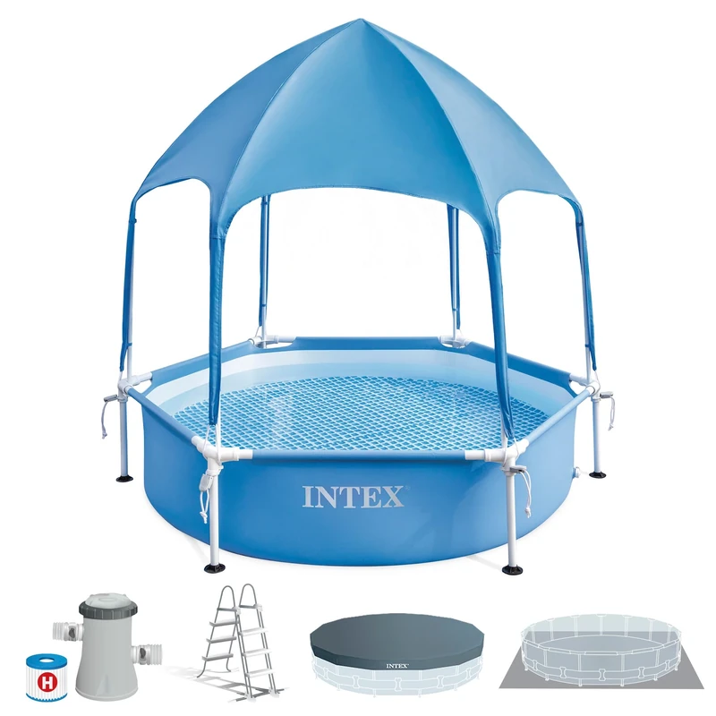 Intex 1.83m x 38cm Canopy Metal Frame Pool, Set-up Size: 1.83m x 38cm (28209NP)