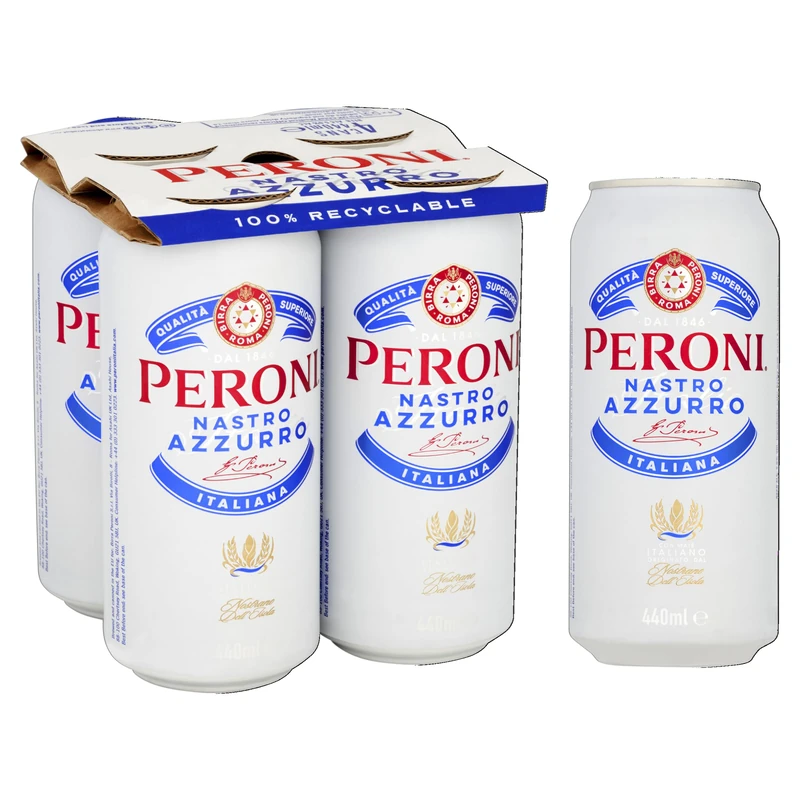Peroni Nastro Azzurro, Premium Italian Lager, 24 X 440ml Cans, 5% ABV