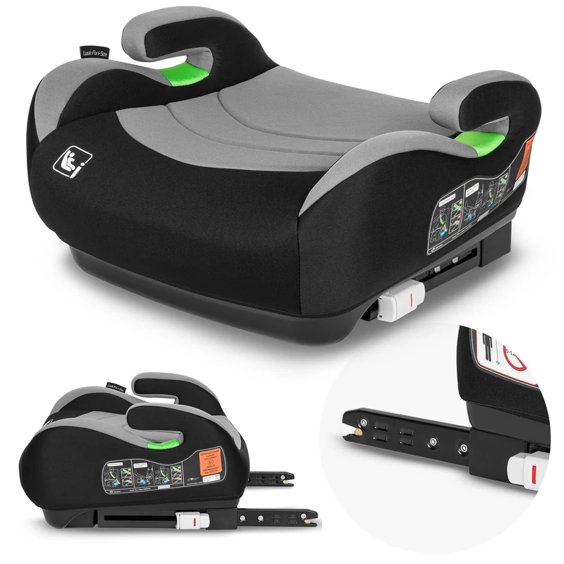 LIONELO Booster Car Seat LUUK FIX with Universal Fit: ISOFIX &/or Seat belt, Comfort Armrests, Adaptive Foam, for kids 22 - 36 kg, 125-150cm, Advanced Child Safety with Breathable & Washable Cover