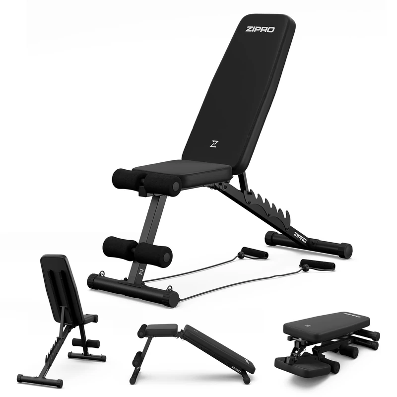 ZIPRO Folding Weight Bench Tempo 230 kg Adjustable Backrest Ropes