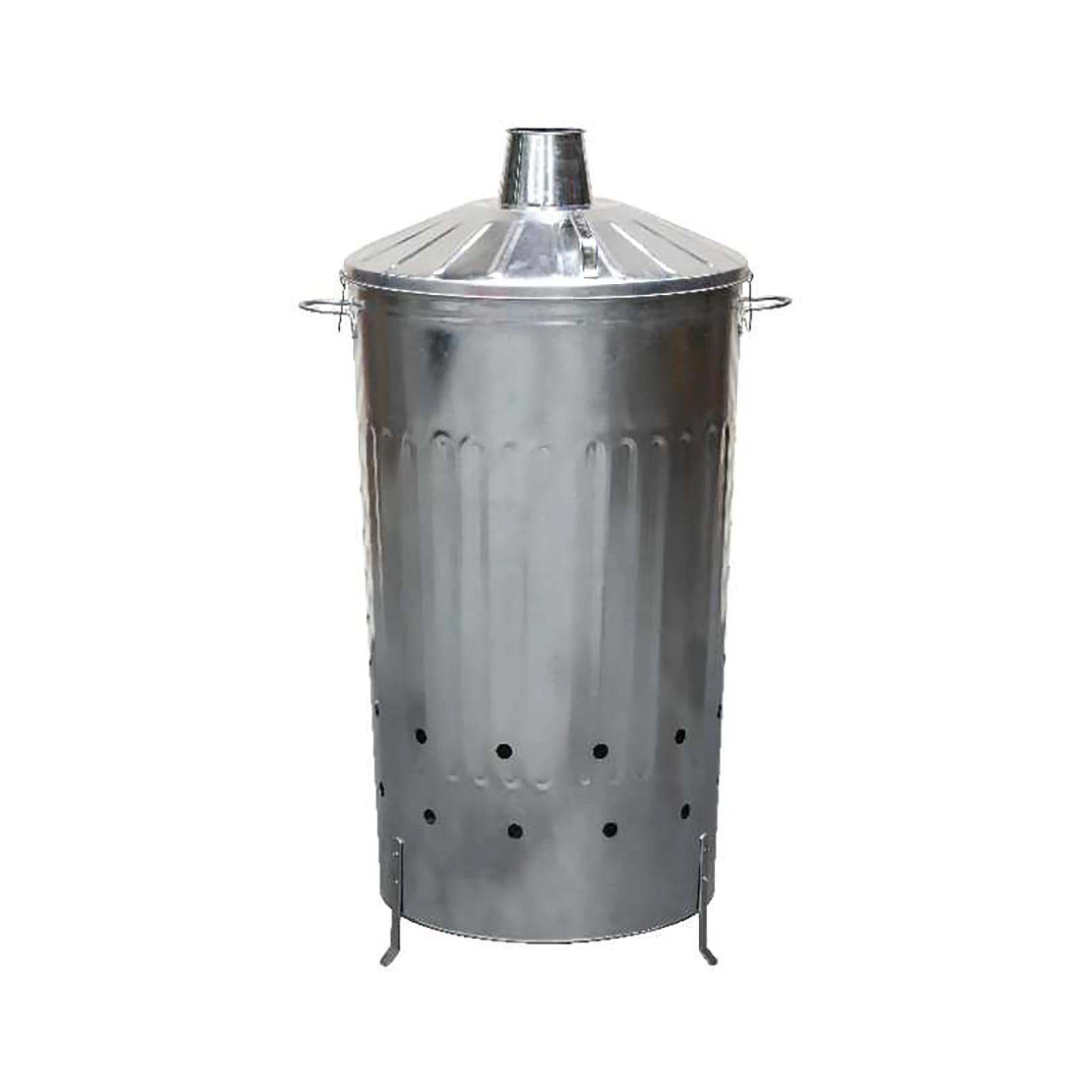 simpa 180L XXL Strong Tough Galvanised Metal Incinerator & Locking Lid 107cm (H) x 64cm (W) x 52cm (Dia)