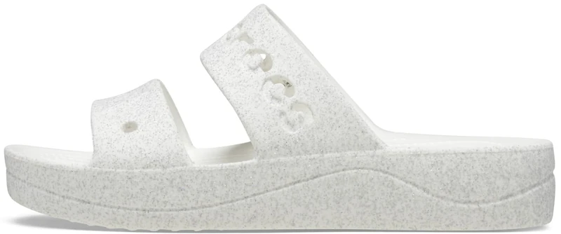 Crocs Women's Sandal, Baya Platform Glitter Sandal, White, 3 UK Women